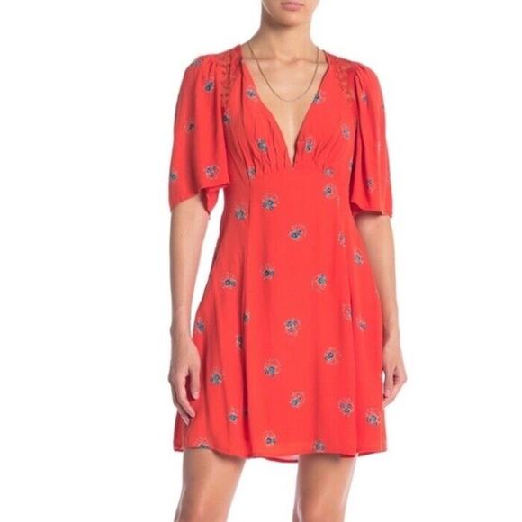 Free People Dresses & Skirts - Free People Mockingbird Mesh Inset Empire Waist Mini Dress Womens Size 6 NWT